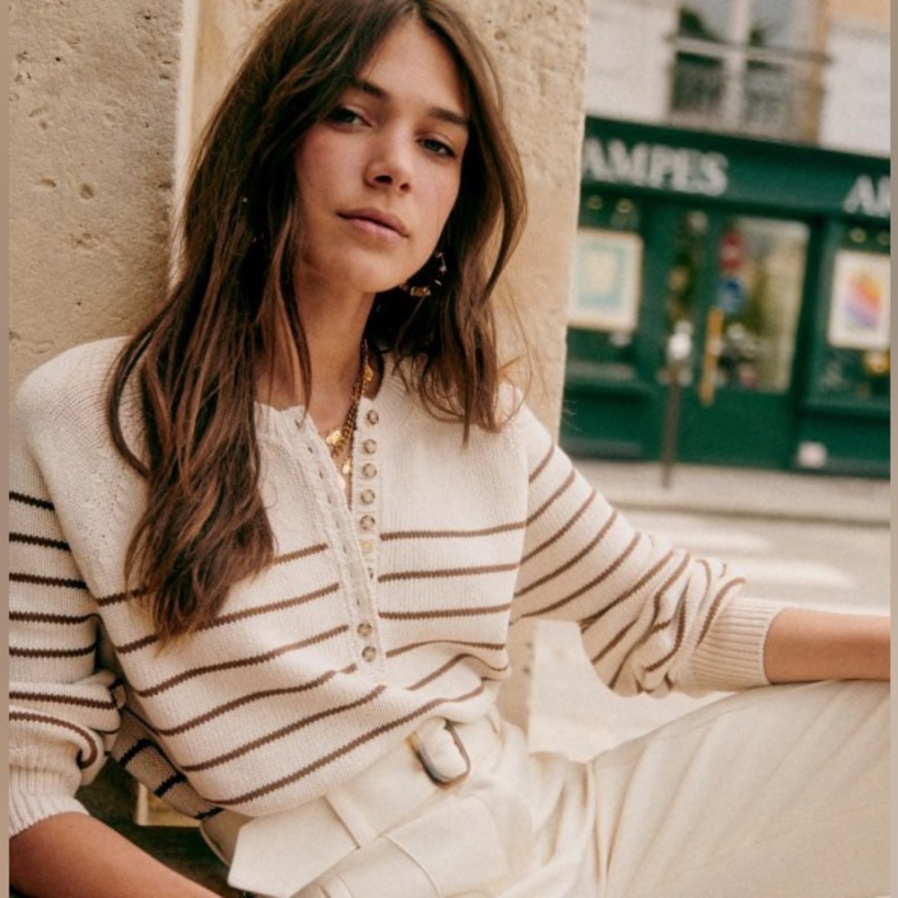 Sezane Léontine jumper camel/ecru size small